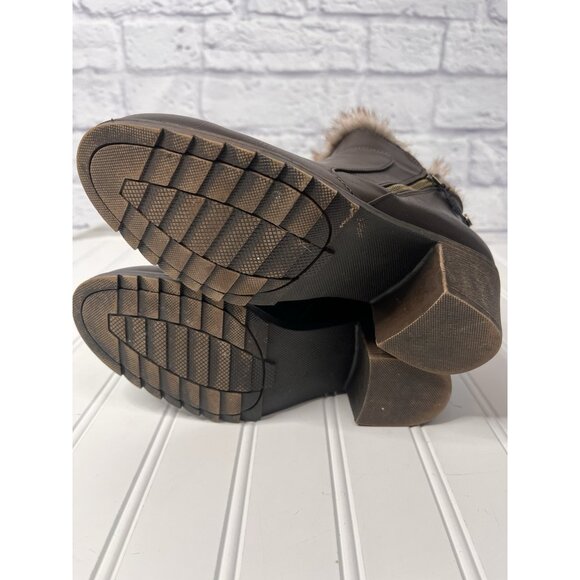 LONDON FOG Women's Dark Brown Fur Trim Side Zip Bootie 6M - Picture 6 of 7